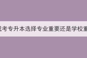 湖北成考专升本选择专业重要还是学校重要？